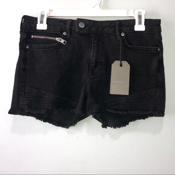 All Saints Pants - All Saints Black Biker Jean Short sz 28 NWT